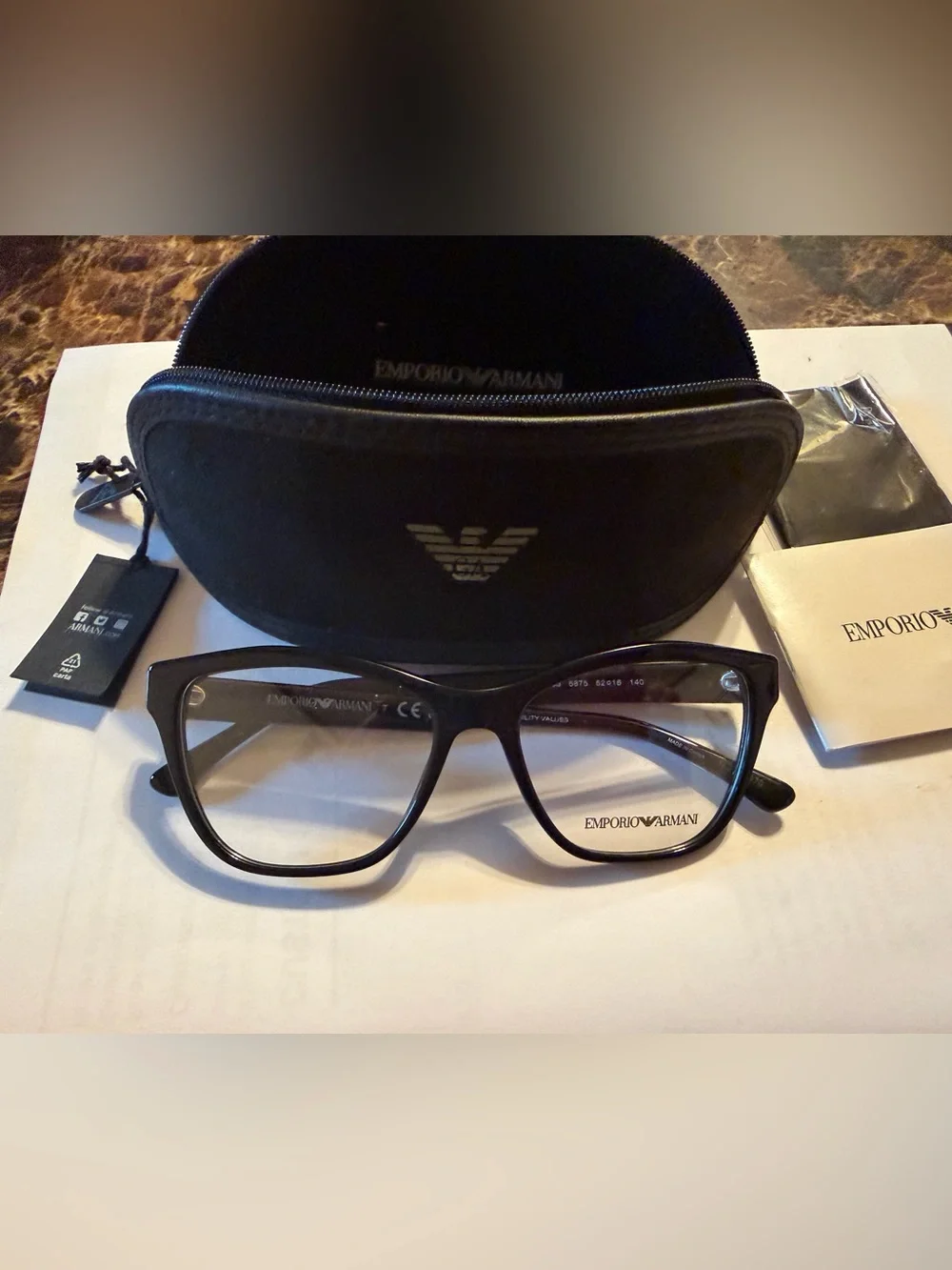 NWT Emporio Armani Elegant Black Glasses EA 3193 5875 52 16 140